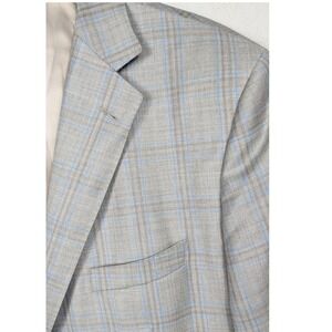 Blujacket Mens 48R Blue Plaid Regular Fit‎ Reda Wool Blazer Sportcoat